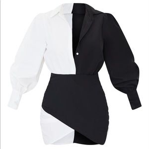 Monochrome contrast Long sleeve dress